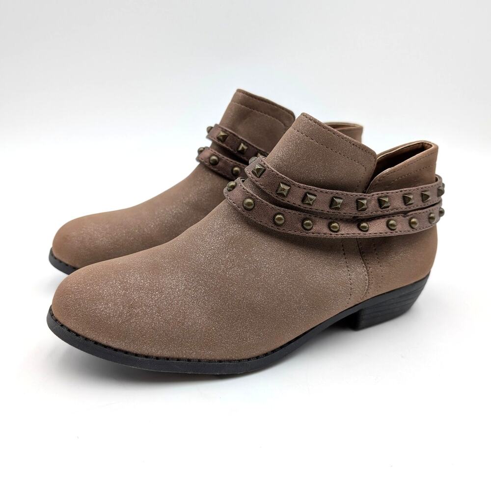 Nina Nicolena Studded Block Heel Ankle Bootie Kids Brown Shimmer Size US3